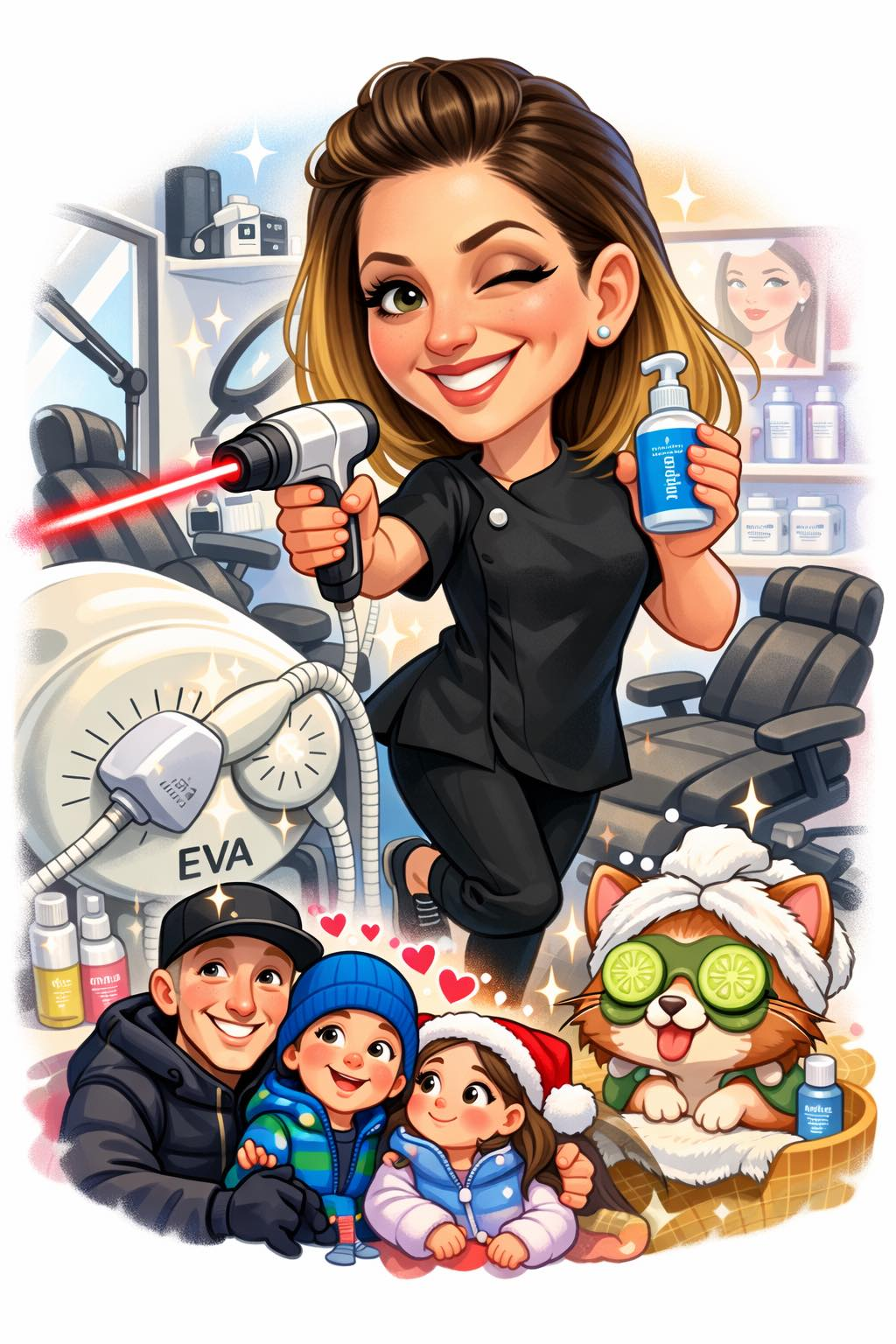 Illustrated portrait of the Inked Off laser practitioner